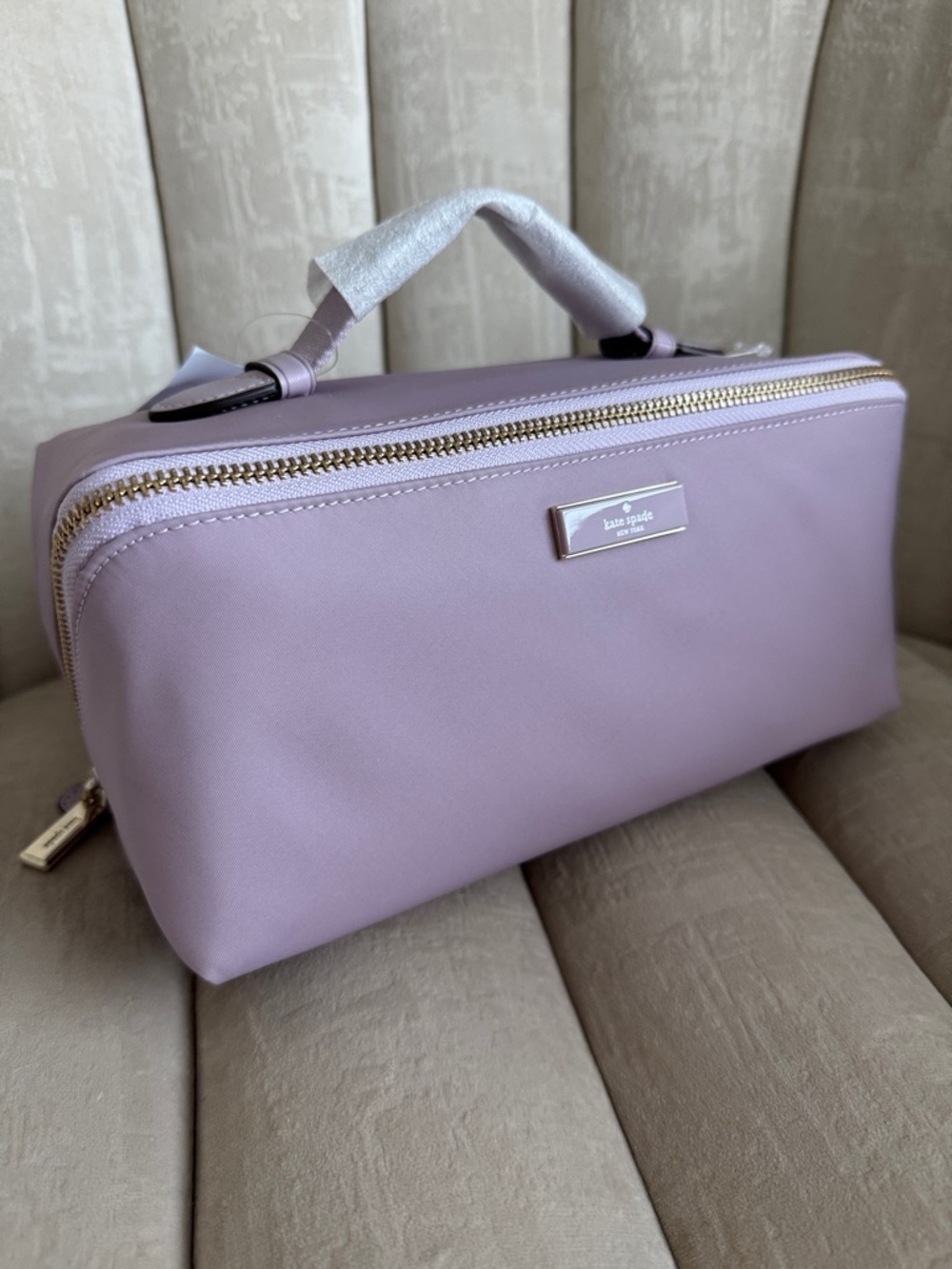 kate spade Lavender Gold-Zip Cosmetic Case